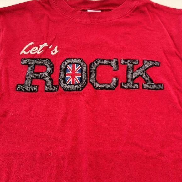 Gymboree Boys Long Sleeve T. Size 10. Embroidered “Let’s Rock”. Red. Super soft. - Picture 3 of 4
